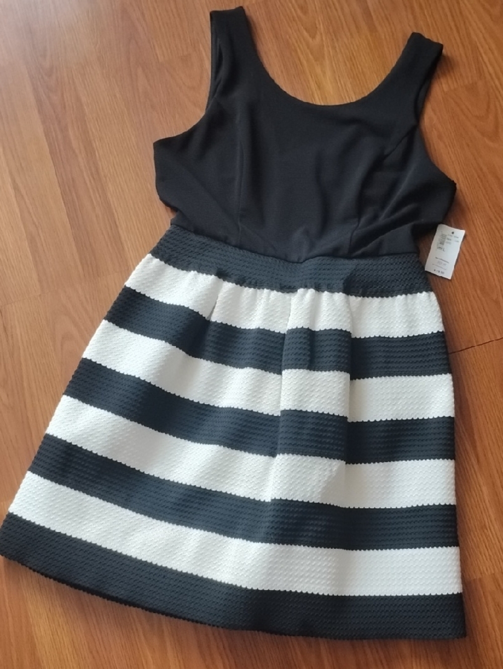 Kismet Black and White Striped Fit-and-Flare Dress